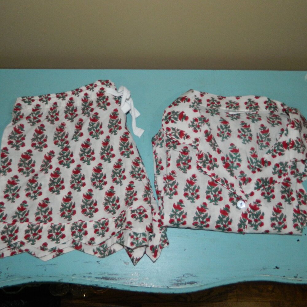 Mark & Graham Block Print Short Pajama Set Size M (FF-10)